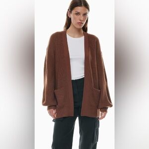 Aritzia Wilfred Free Unwind “Rourke” Brown Wool Open‎ Cardigan XS Oversized